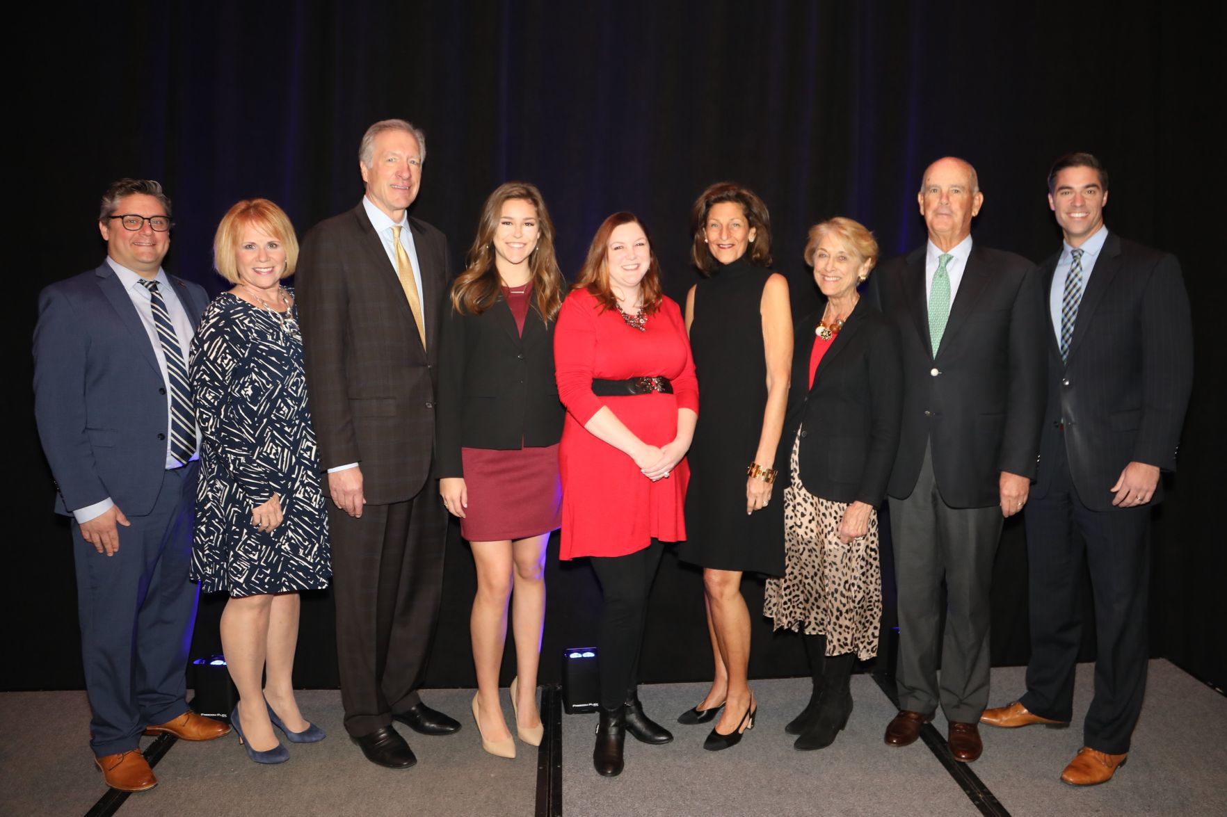Jim Shallom, President, Faith Maddy, Chairwoman, Awardees: Martin Leifeld, Brooke Waller, Sarah Willey, Jan Goldstein, Kathy and Jim Berges, Master of Ceremonies Cory Stark
